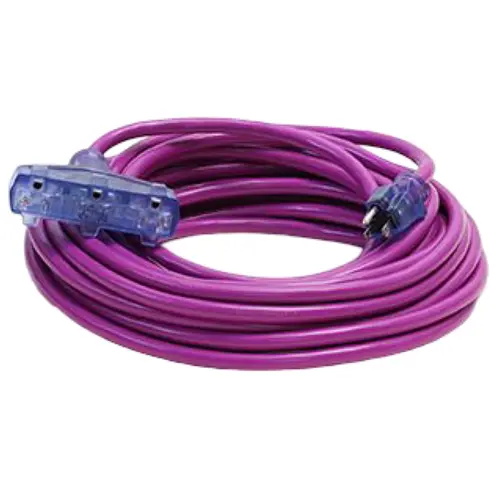 25Ft 12/3 Sjtw Cold Weather Triple Tap Extension Cord With Cgm Purple 1