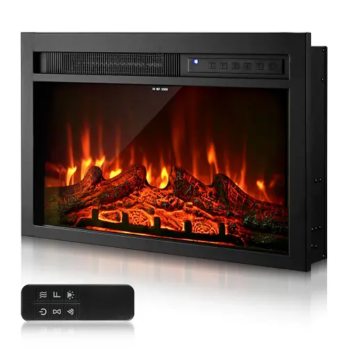 26 Inch Electric Fireplace Insert Wall-Mounted Recessed Heater 750W/1500W With Remote Control 1
