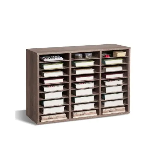 27-Compartment Wooden Literature Organizer Mail Sorter – (Black/Grey) 1