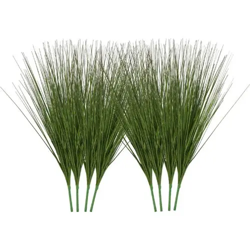27" Faux Onion Grass Artificial Greenery Shrubs 8-Pack Premium Pvc Plants For Home Garden Office & Outdoor Décor Green (Pack Of 8) 1