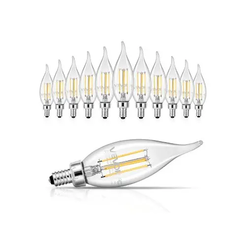 2725K Warm Lighting Elegant Flame Tip Classic Chandelier Led Candle Bulbs Warm Ambient Lighting 12 Count Pack 1