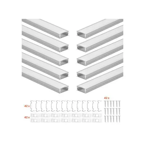 2M Aluminum Complete Led Strip U-Channel Kit With Mounting Accessories For Counter & Shelf Lighting 1