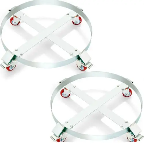 2Pcs 55 Gallon Heavy Duty Drum Dolly 1000 Lbs Load Capacity, Barrel Dolly Cart Drum Caddy Non Tipping Hand Truck Capacity Dollies With Steel Frame 4 Swivel Casters Wheel 1