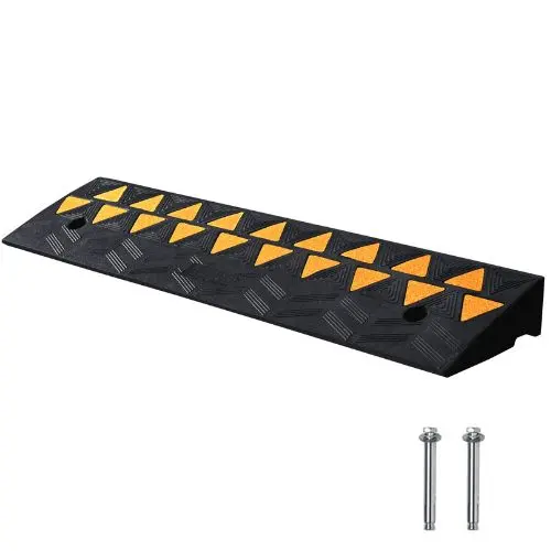 3.7" Rise & 15T Capacity Heavy-Duty Rubber Curb Ramp For Forklifts, Trucks, Buses, Cars, Wheelchairs & Bikes 1