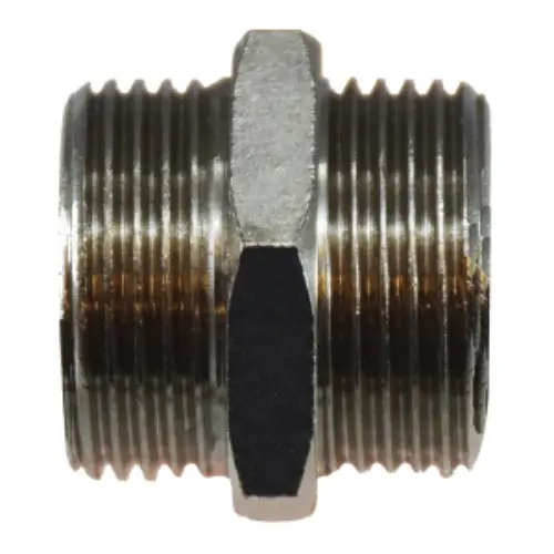 3/8 Inch Male Bsp 3/8 Inch Hex Nipple Nickel-Plated Brass 28805 1