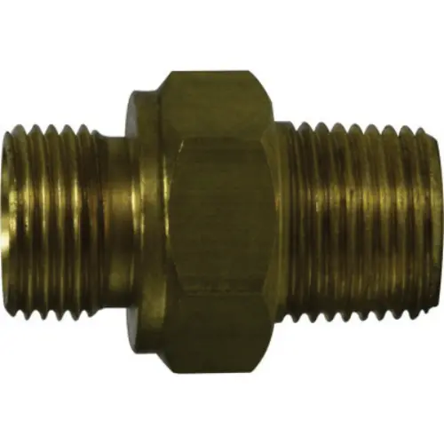 3/8 Inch Male Bspp 3/8 Inch Mnpt Hex Nipple Brass 28978 1