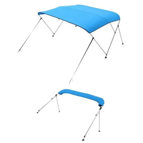 3 Bow Boat Bimini Top – 600D Waterproof Polyester Canopy Aluminum Frame Sun Shade Awning With Storage Bag 6 L X 54 60 W X 46  H (Pacific Blue) 1