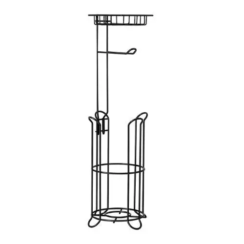 3-In-1 Free-Standing Toilet Paper Holder With Shelf (Matte Black) 1