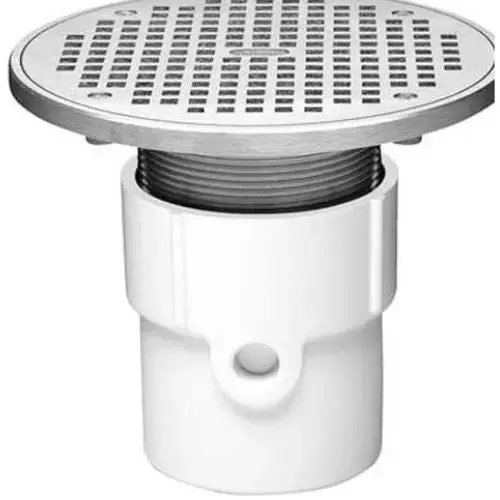 3" Or 4" Pvc Adjustable Purpose Pipe Fit Drain W/ 8" Cast Chrome Grate & Rd Top 1