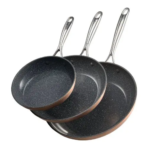(3 Piece) Frying Pan Skillet Aluminum Egg Fry Pans Kitchen (Grey) 1