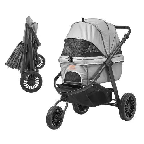 3 Pu Wheels Dog Stroller With 44Lbs Detachable Carrier G575ibs 1