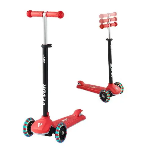 3-Wheel Kick Scooter For Kids 3+ Light-Up Wheels Adjustable Handlebar Anti-Slip Deck Lightweight Aluminum Frame (S789r) 1