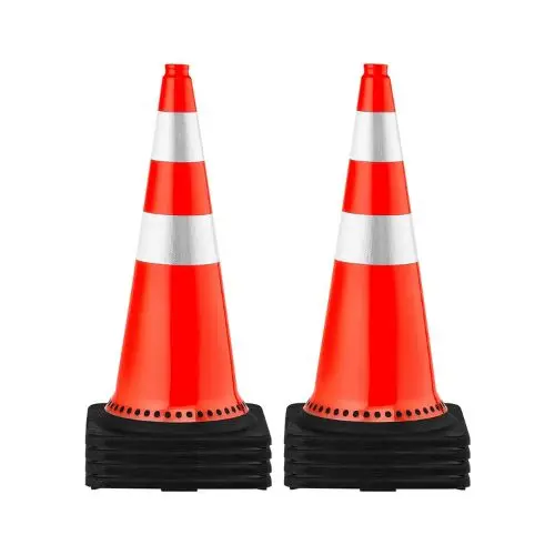 30" Pvc Traffic Cones, 8 Pack With Reflective Collars & Weighted Base 1
