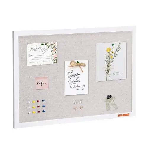 30" X 20" White Cork Board With Linen Surface For Home School And Office 1