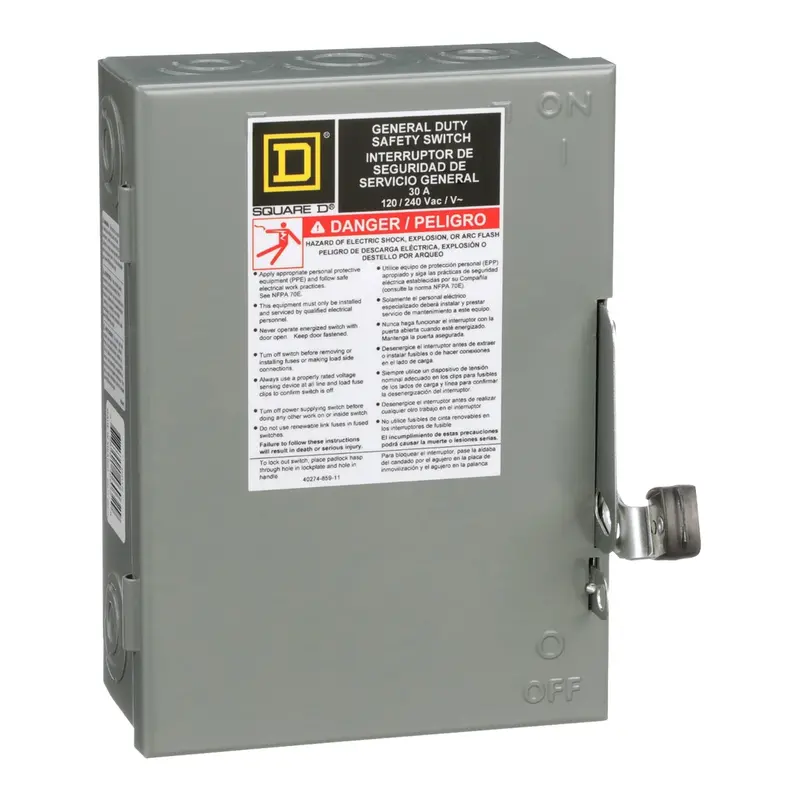 30A 240V 2 Blades Fusible General Duty Safety Switch D211n 1