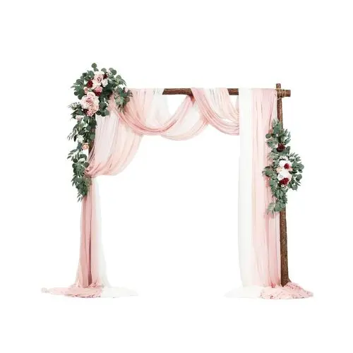33' Ft Blue And White Wedding Arch Draping Fabric Reception Backdrop Wedding Decoration Artificial Wedding Arch Flowers Kit Xh-Hq08 (Pack Of 5) 1