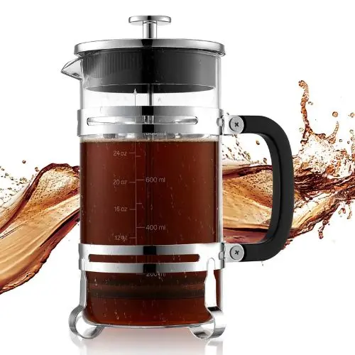34 Oz Glass French Press Coffee Maker With Stainless Steel Filter (Silver) 1