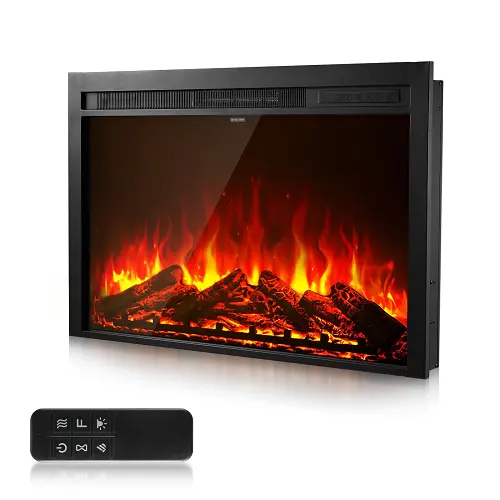 35 Inch Electric Fireplace Insert Wall-Mounted Recessed Heater 750W/1500W With Remote Control 1