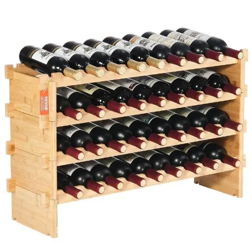 36 Bottle Wine Rack For Kitchen Bar And Cellar (Natural Color) (4-Tier) 1