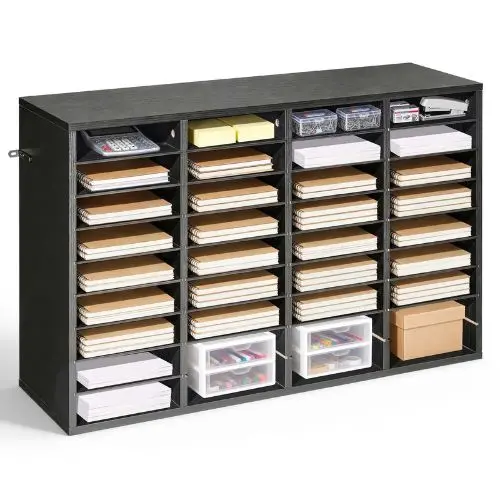 36 Compartment Desk Literature Organizer File & Mail Sorter – (Black) 1
