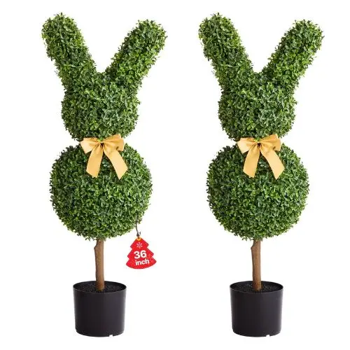 36 In Artificial Topiary Bunny-Shape Boxwood Ball For Outdoor &Indoor 1