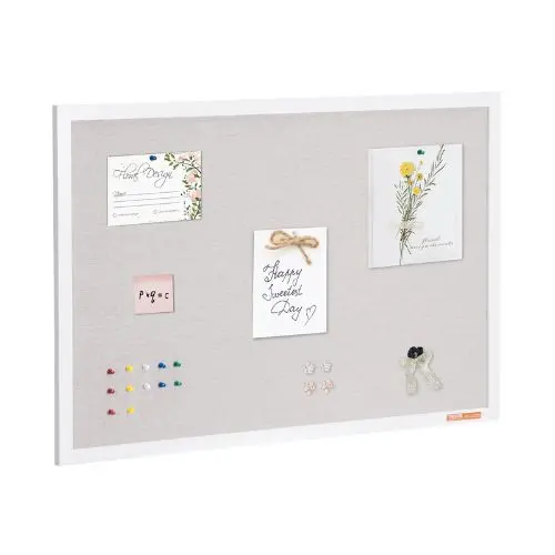 36" X 24" White Cork Board With Linen Surface Board For Home School Office 1