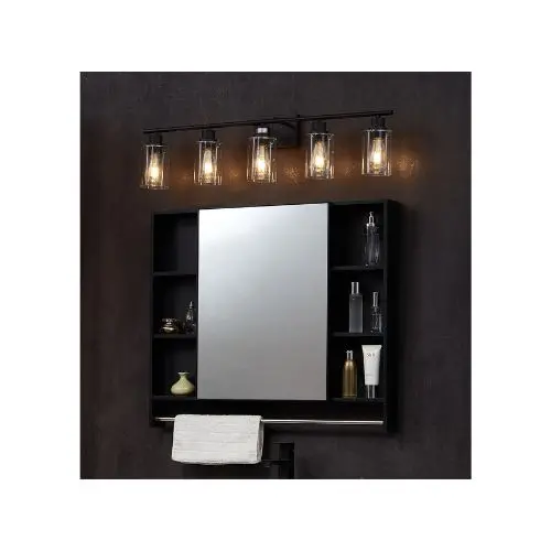37-Inch Modern E26 Base 5-Light Bathroom Vanity Lighting Fixture With Glass Shades 1
