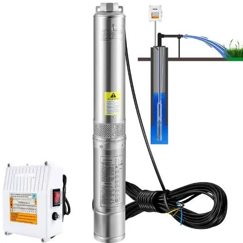 3Hp Deep Well Submersible Pump 230V 37Gpm 640Ft Head Stainless Steel Ip68 Waterproof With 33Ft Cord And External Control Box 4Ssm5/18 (External Starter Box) 1