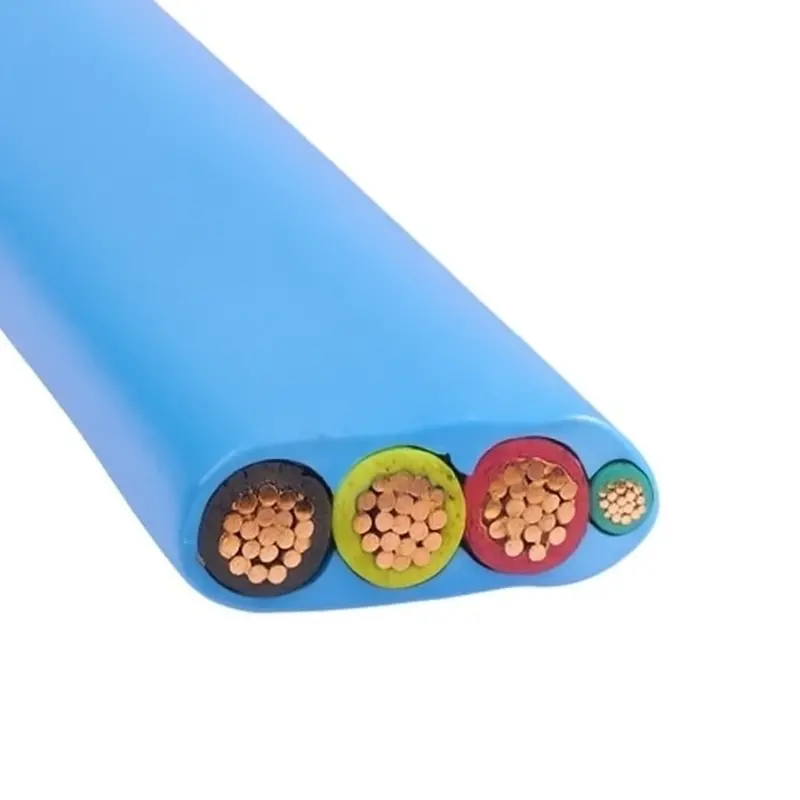 4/0 3 Heavy Duty Flat W/Grnd Thw/Submersible Pump Cable Copper Navy Blue Pvc Jacket 600V 1
