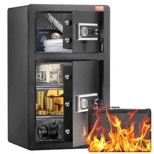 4.5 Cu.Ft  Double Doors Safe Box With Key Lock & Password For Money Documents Jewelry And Valuables 1