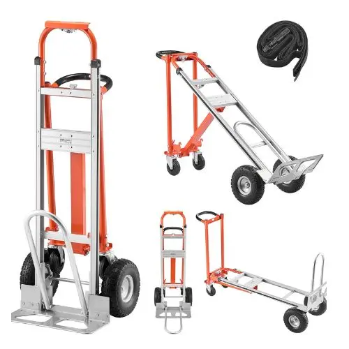 4 In 1 Hand Truck 1000 Lbs Load Capacity For 4-Wheel Mode Convertible Hand Truck Dolly With Non-Slip Handle & Wheels 1