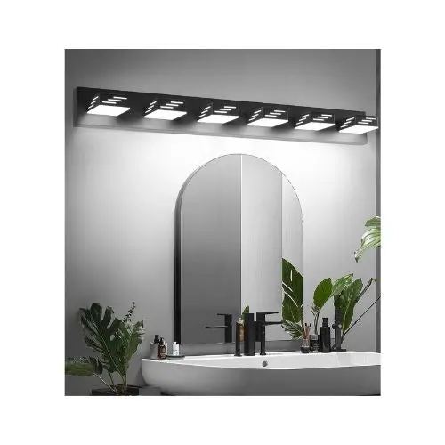 40-Inch Decorative 6 Light Led Wall Mounted Vanity Light Fixture Black Finish For Bathroom & Living Room 1