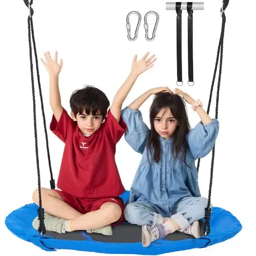 40" Saucer Tree Swing – 750 Lbs Capacity, 900D Oxford Seat With Straps & Adjustable Ropes (Blue) 1