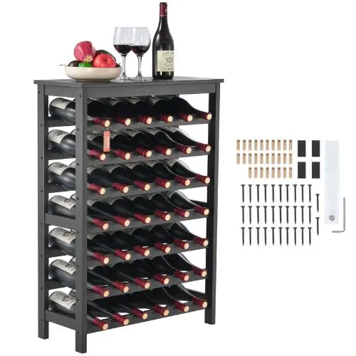 48 Bottle Wine Rack With 8-Tier For Kitchen Pantry Cellar Bar Dining Room (Black) 1