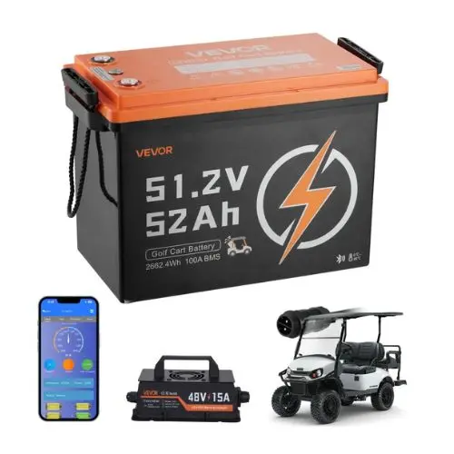 48V 52Ah Lithium Golf Cart Battery With 15A Charger Lifepo4 Battery Kit Built-In 100A Bms Trolling Motors 1
