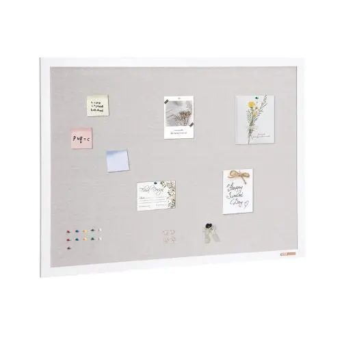 48"X36" White Cork Board With Linen Surface – Stylish Wall-Mounted Bulletin Board For Home School Office 1