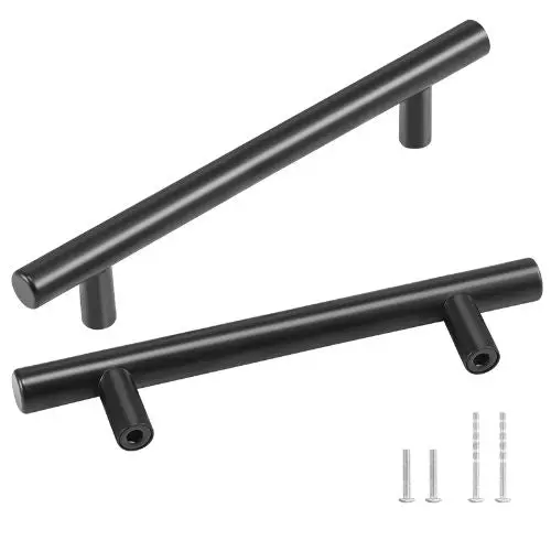 5.03In / 128Mm Cupboard Door Handles For Kitchen Bathroom Bar Hardware Matte Black 6000-128Mm( Pack Of 30) 1