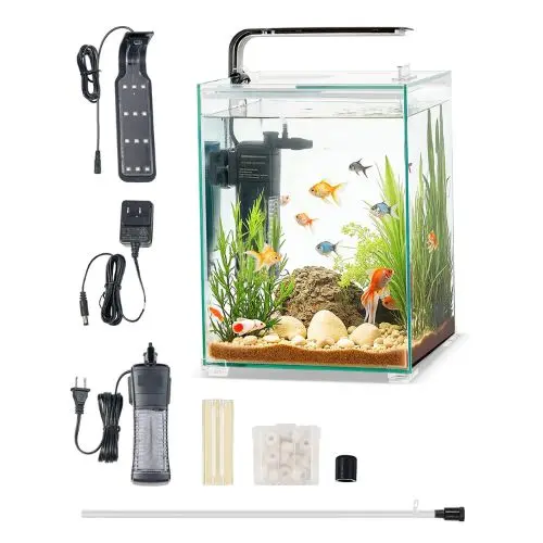 5-Gallon Smart Glass Aquarium With 3-Color Led Lighting 1