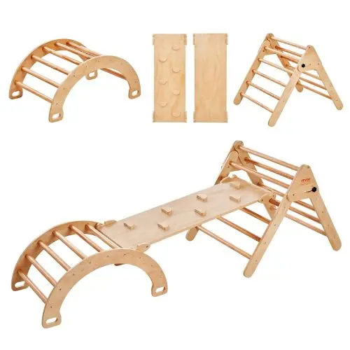 5-In-1 Pikler Triangle Set – Wooden Montessori Climbing Gym With Ramp & Arch For Toddlers (1–3 Years) 1