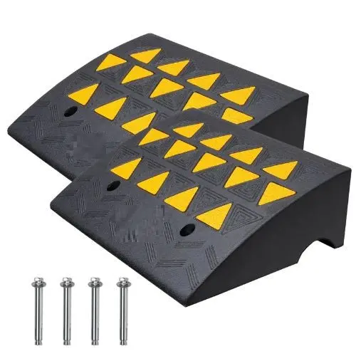 5" Rise & 33069 Lbs Capacity Heavy-Duty Rubber Curb Ramp For Cars, Wheelchairs, Bikes & Motorcycles (Pack Of 2) 1