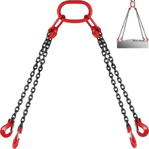 5 T Chain Sling Chains With Hooks For Engine Hoist, Engine Lift Chain With 4 Leg Grab Hooks 1