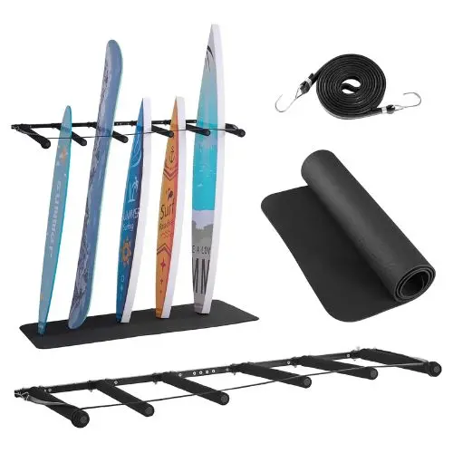5 Tiers Vertical Surfboard Rack With Sponge Pad Surf Board Holder For Snowboards Kiteboards Shortboard 1