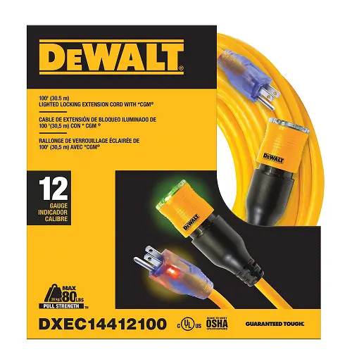 50Ft 12/3 Sjtw Cold Weather Locking  Extension Cord With Yellow 1