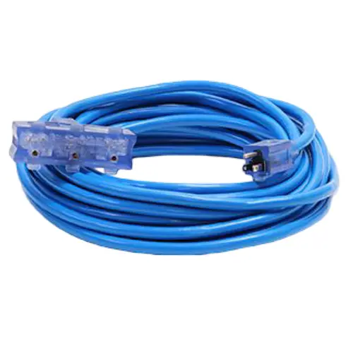 50Ft 12/3 Sjtw Cold Weather Triple Tap Extension Cord With Cgm Blue 1