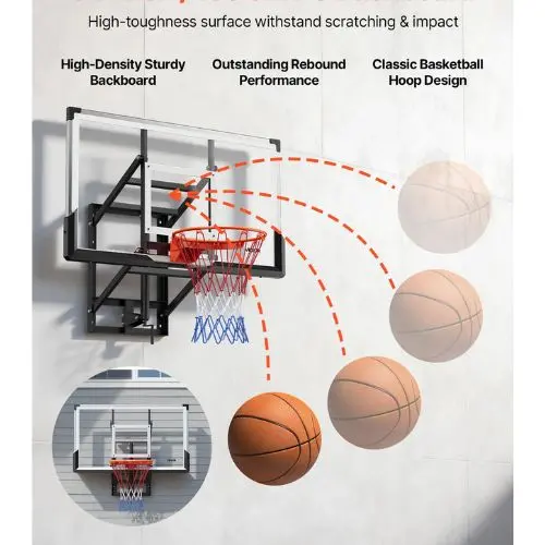 54" Adjustable Wall-Mount Basketball Hoop – Indoor/Outdoor For Playing 1