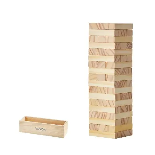 54-Block Tumbling Timber Toy, Wooden Stacking Game With Storage Crate, Indoor/Outdoor Fun For 1+ Players 1