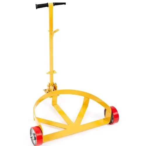 55 Gallon Drum Dolly 1200 Lbs Load Capacity Barrel Dolly Cart Drum Caddy Round Dolly Steel Low Profile Heavy Duty Steel Frame With Adjustable Handle 3 Wheels 1