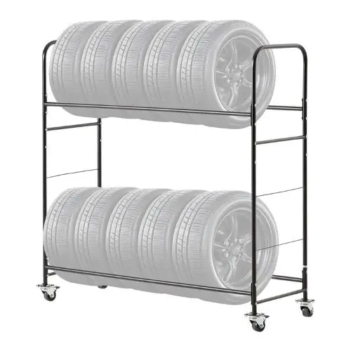59.5X20.9X59.5 In Rolling Tire Storage Rack2-Shelf Tire Garage Workshop Repair Shop Lx061 1