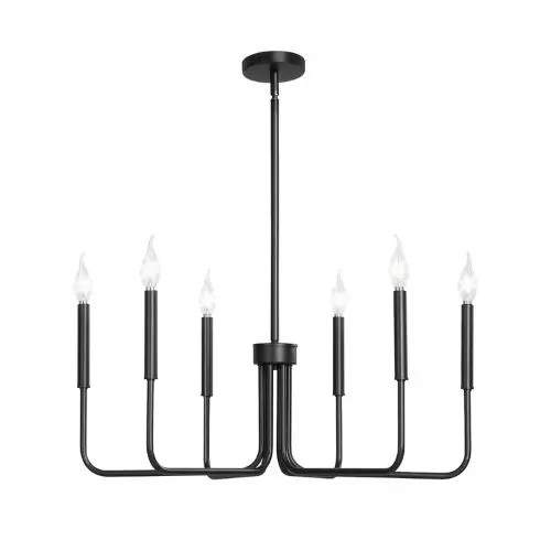 6-Light Black Farmhouse Chandelier Adjustable Height Hanging Light Fixture For Dining Room Bedroom Foyer Kitchen & Living Room 1