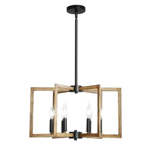 6-Light Metal Farmhouse Chandelier Adjustable Height Hanging Light Fixture For Dining Room Bedroom Kitchen Foyer & Living Room 1